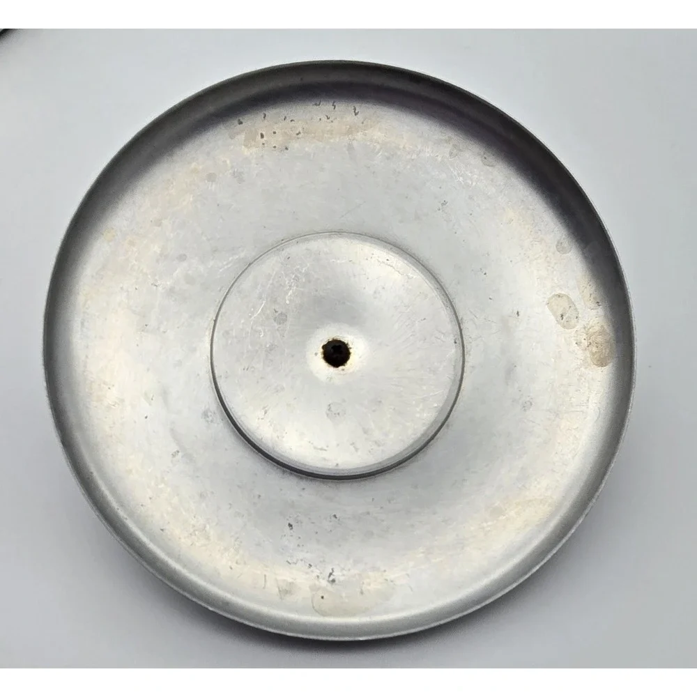 Vintage Aluminum‎ Lidded Casserole Dish 8in Brass Floral Medallion MCM Decor